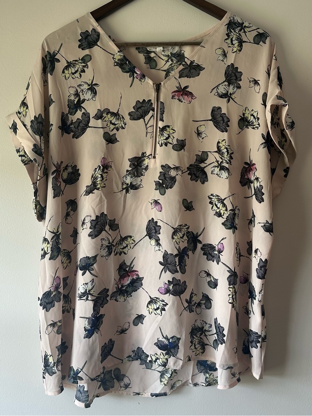 Maurices Light Pink floral Sheer Top Size 1